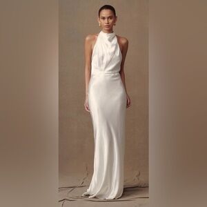 Meshki | Esther Iridescent Satin Cowl Maxi Dress - Ivory